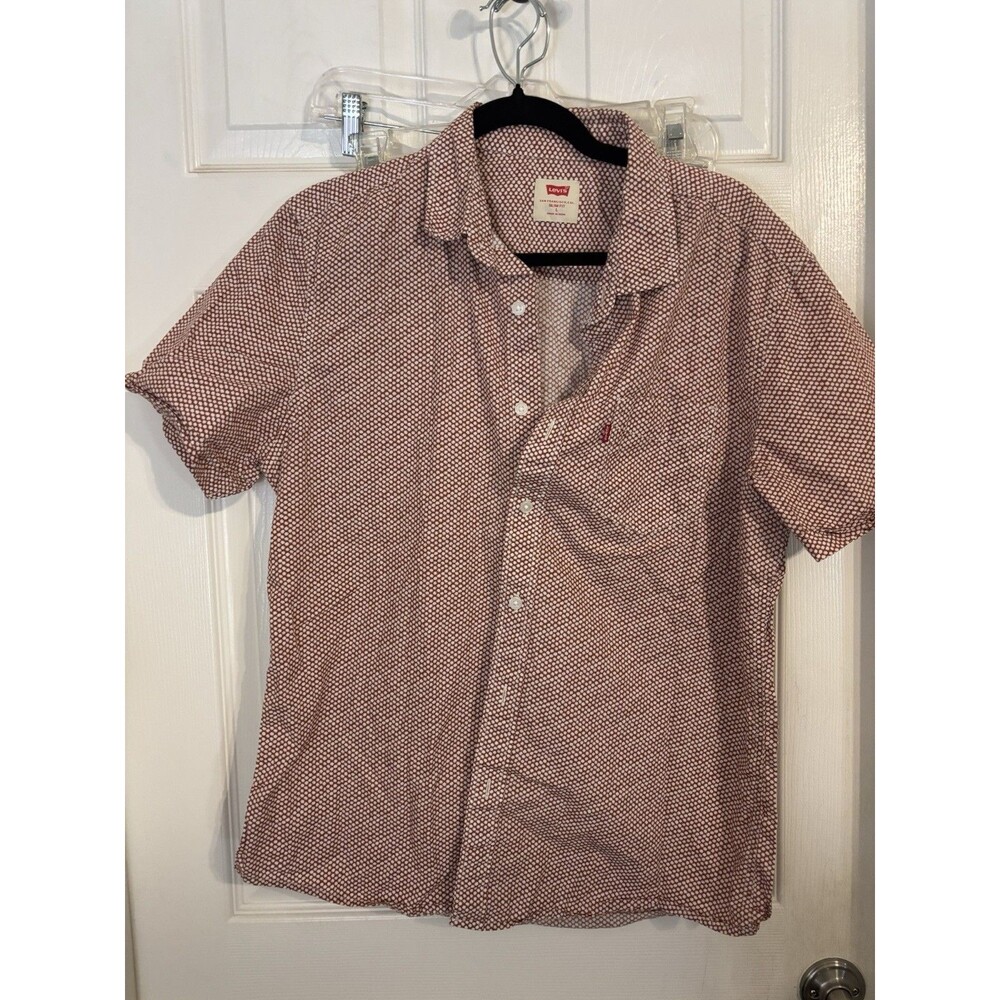 Levi’s Shirt Men’s Large Maroon Print Slim Fit Holiday Casual Button Down